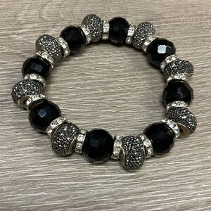 Elegant Black and Silver Beaded Bracelet